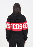 GCDS Felpa con cappuccio nera per donna, ragazze e bambini rifinita da stampa logo B2JU1926BA2 99 GCDS 