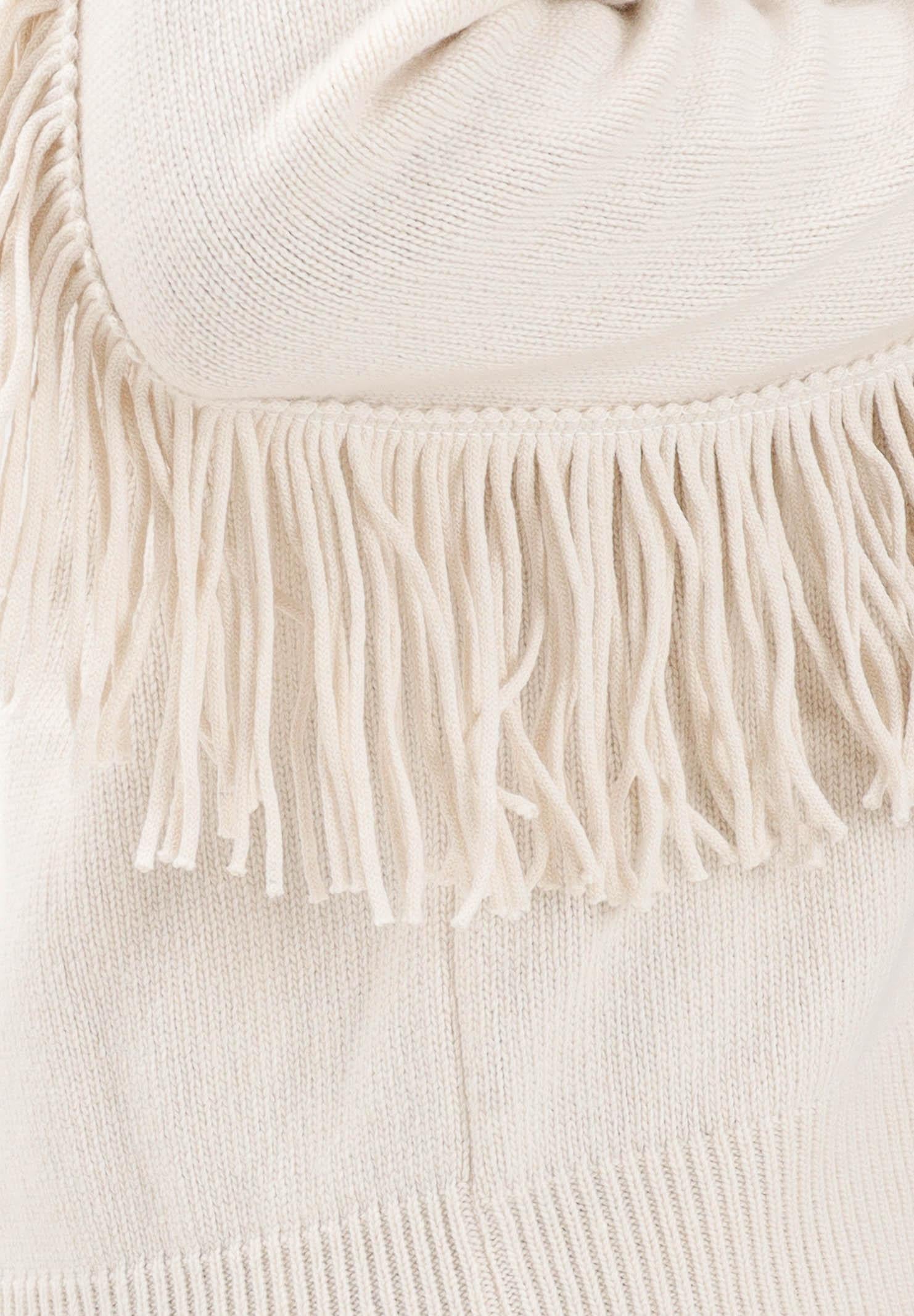 AKEP Maglioncino girocollo panna da donna in maglia rasata con frange MGKD11074 V1 AKEP 