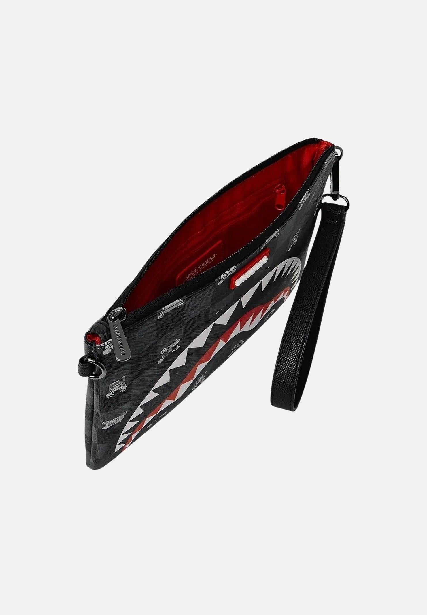 SPRAYGROUND Pochette GRAY PEEKING CHARACTER CHECK nera per uomo e donna 910B8915NSZ . SPRAYGROUND 
