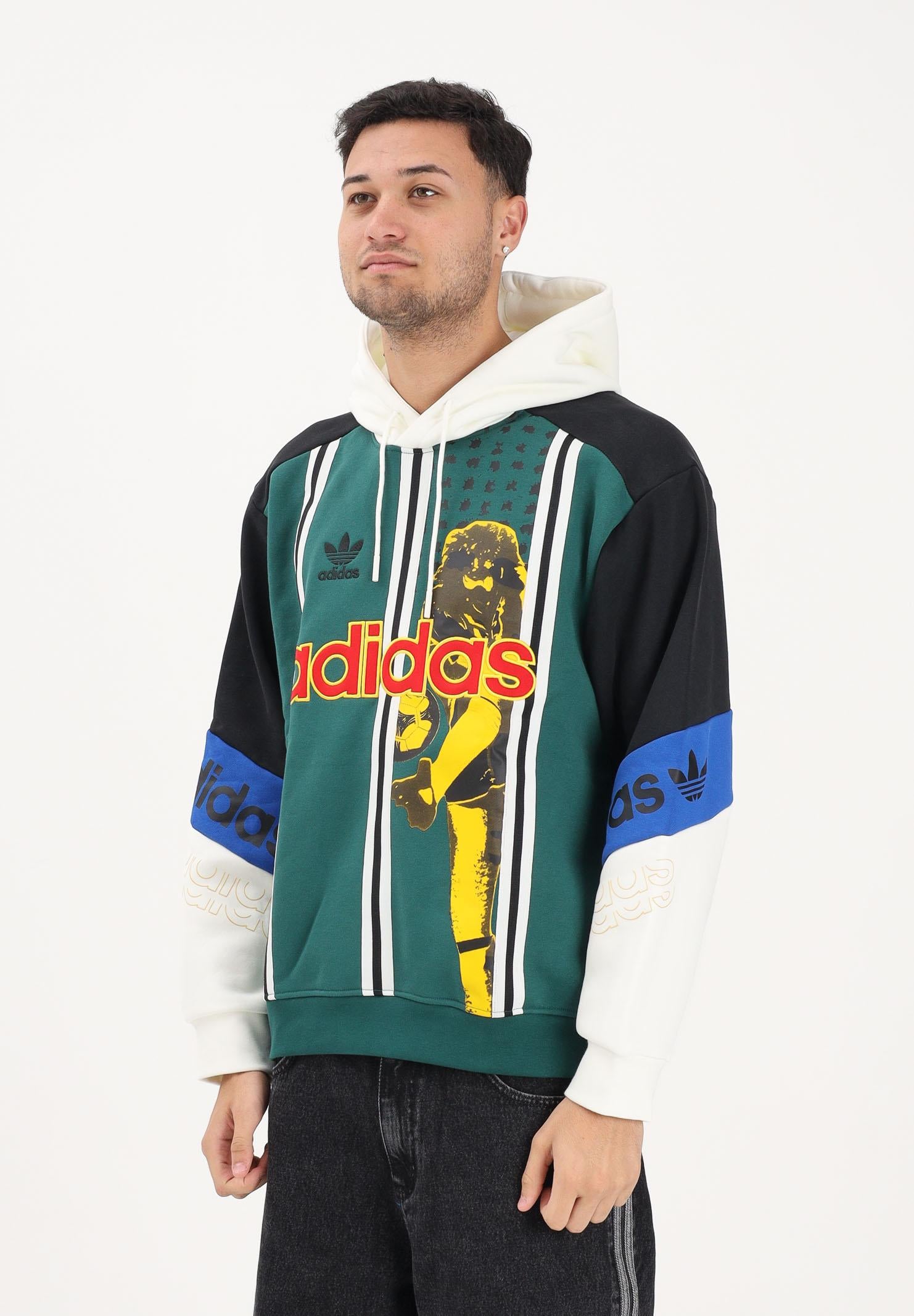 ADIDAS ORIGINALS Felpa con cappuccio Archive Football multicolore da uomo KD1438 . ADIDAS ORIGINALS 