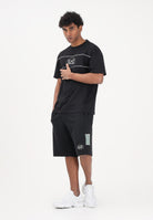 EA7 Shorts sportivo nero da uomo con inserti a contrasto laterali 7M001709AF12660 UC001 EA7 