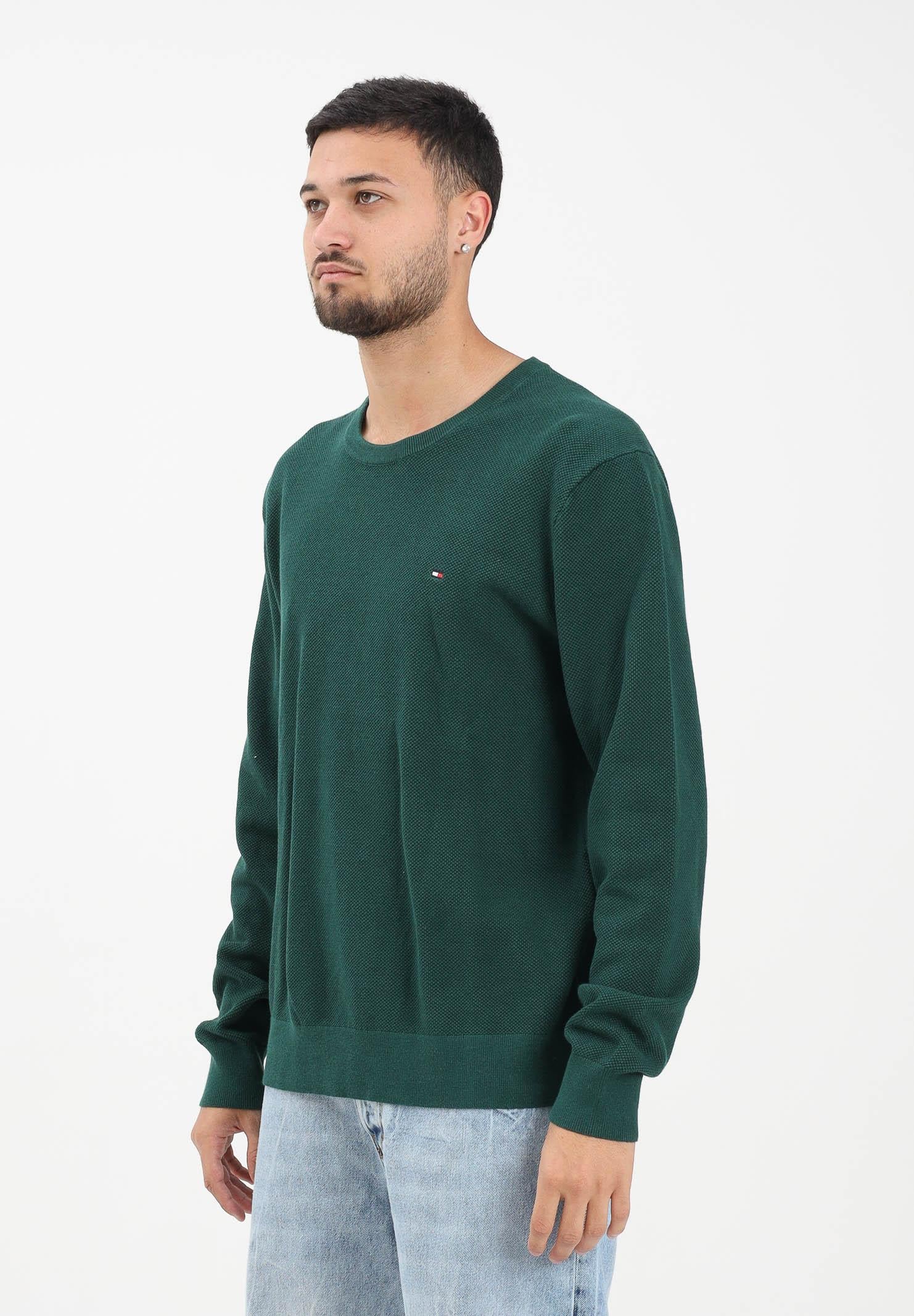 TOMMY HILFIGER Maglioncino girocollo verde da uomo MW0MW36347MQ8  TOMMY HILFIGER 