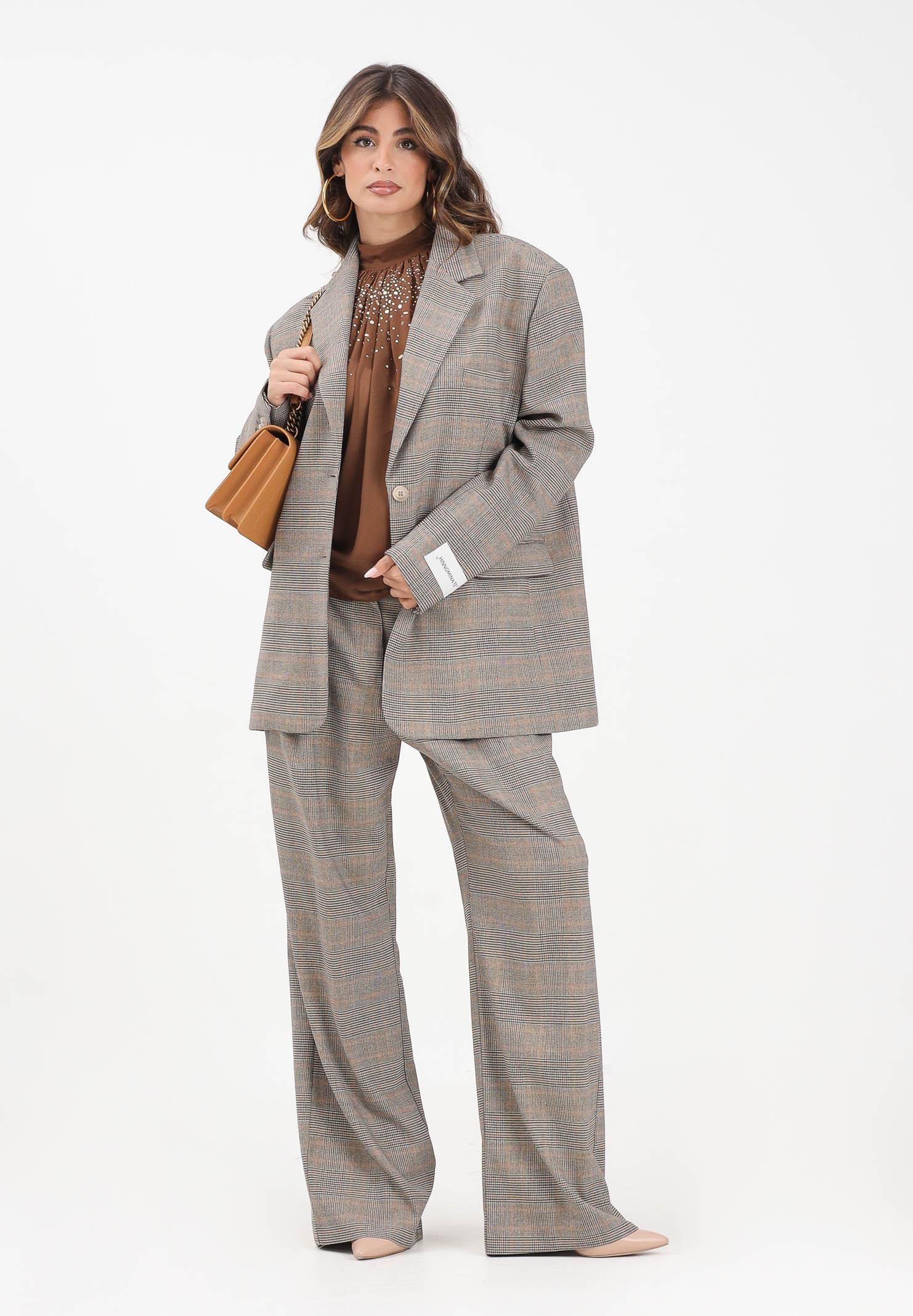 HINNOMINATE Pantaloni Eleganti Beige 'Principe Di Galles'