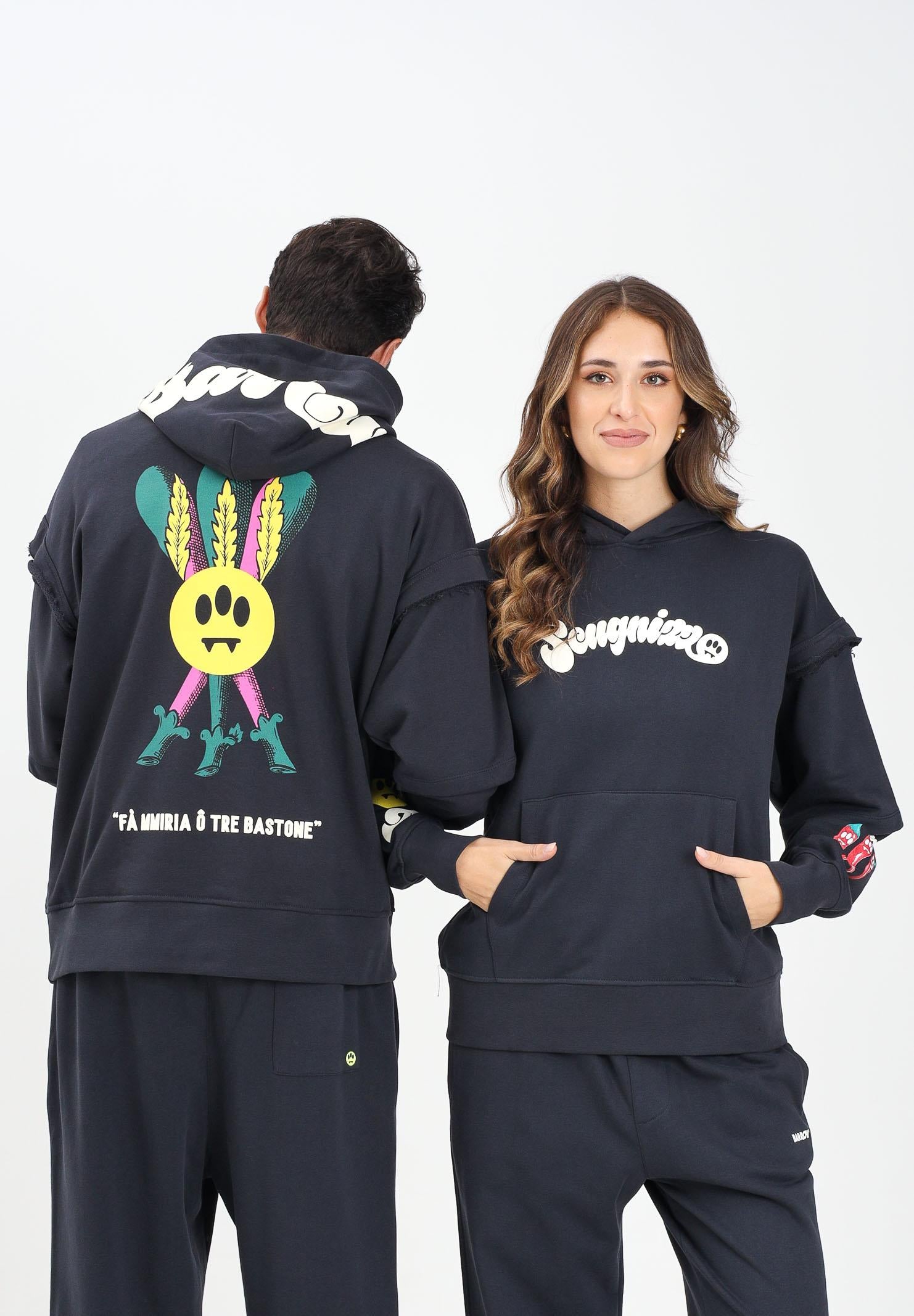 BARROW Felpa con cappuccio grigia per uomo e donna con stampa ironica F5BWUAHS075 251 BARROW 