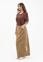 ADIDAS ORIGINALS Gonna lunga Adibreak in twill spazzolato beige da donna JY2397  ADIDAS ORIGINALS 