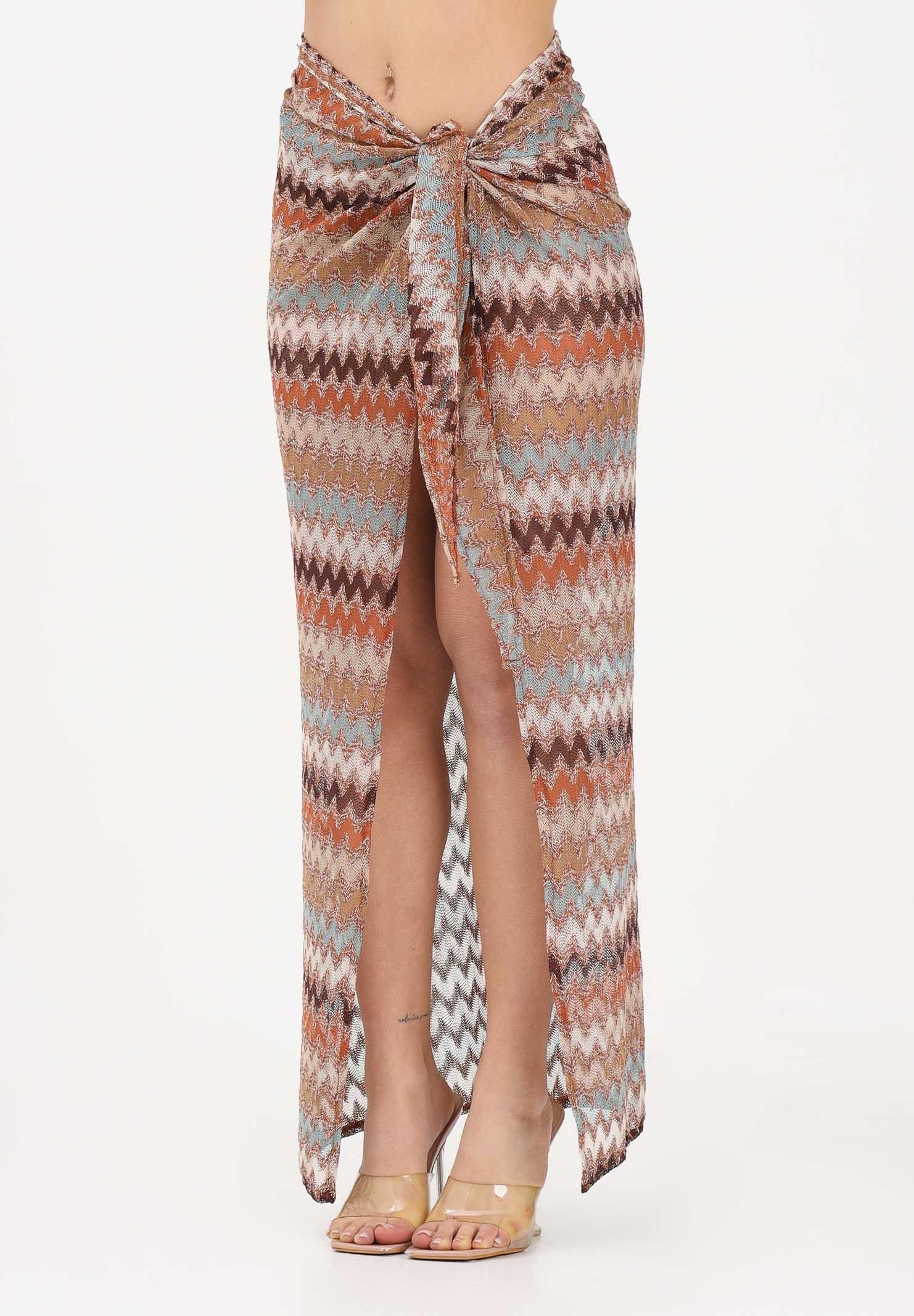 ME FUI Pareo lungo multicolore da donna con fantasia zig-zag MF26-SW0407MC . ME FUI 