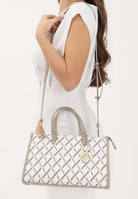 ARMANI EXCHANGE Borsa a mano bianca e beige da donna con logo all-over XW000400AF17155 M1245 ARMANI EXCHANGE 