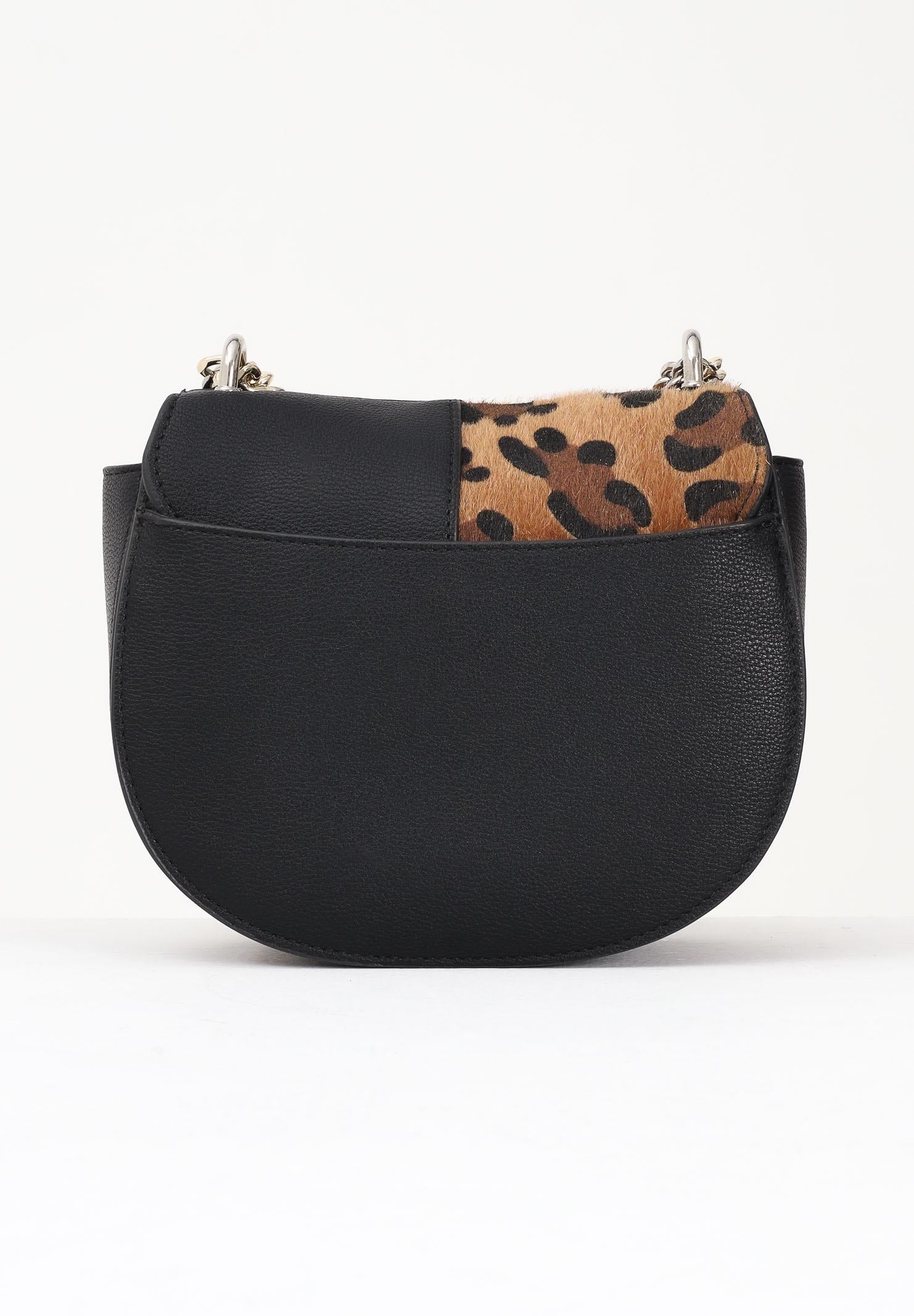 RICHMOND Borsa a tracolla nera da donna con inserto in pelo maculato e logo RWA25355BO BLSI RICHMOND 