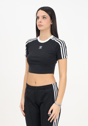 ADIDAS ORIGINALS T-shirt a manica corta 3-Stripes nera da donna IU2532 . ADIDAS ORIGINALS 