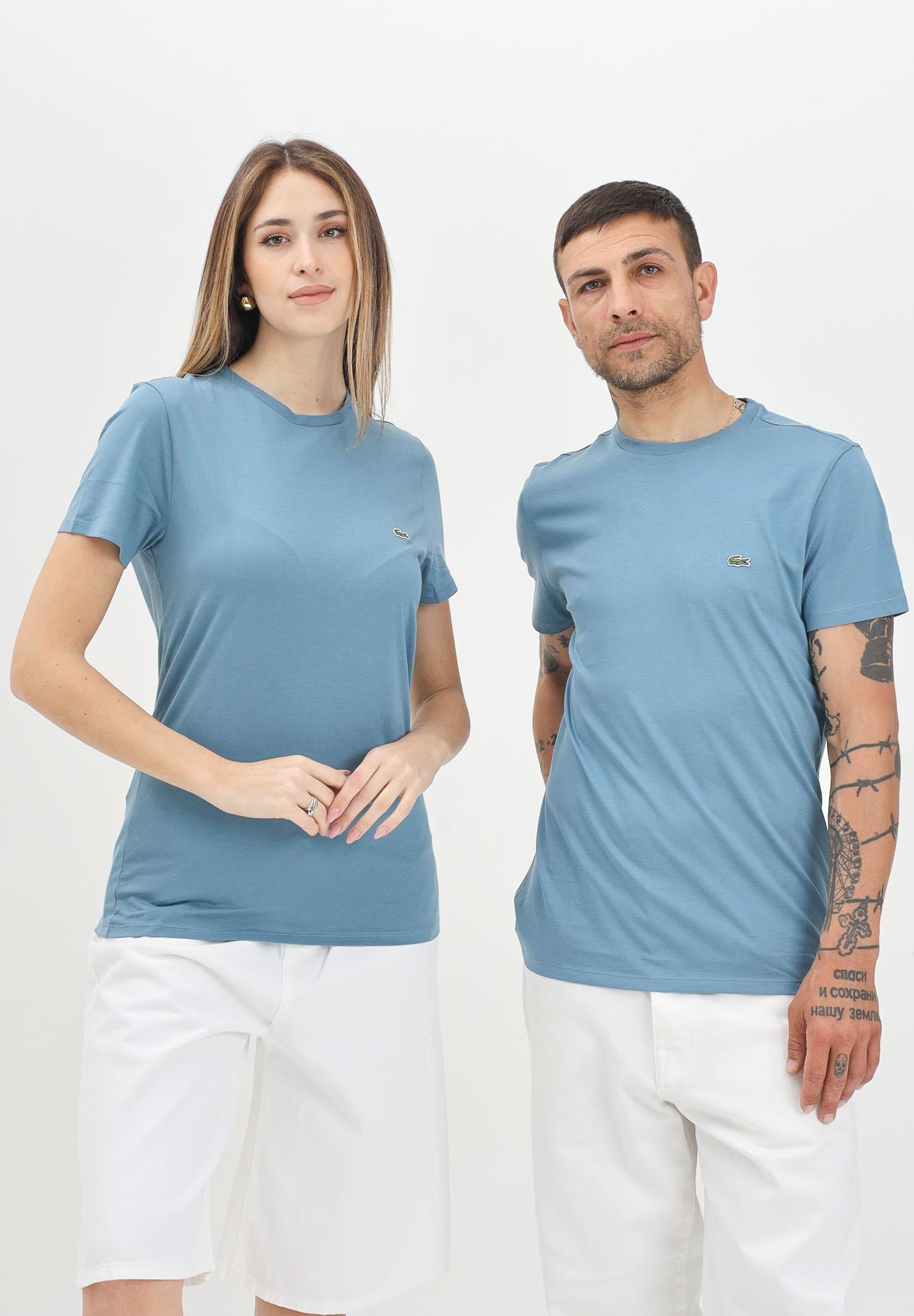 LACOSTE T-shirt a manica corta avion per uomo e donna con patch logo TH6709 AEY LACOSTE 