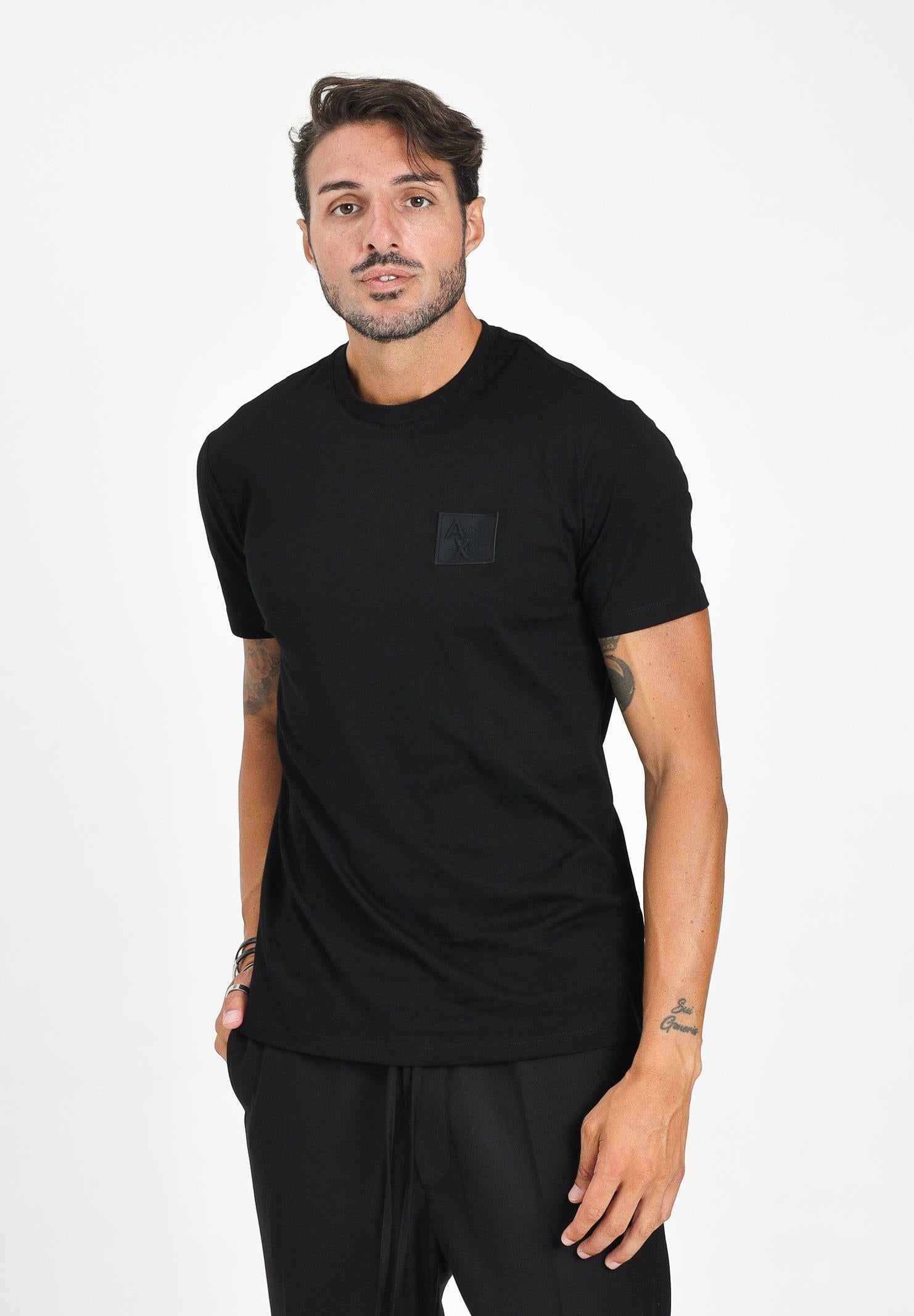 ARMANI EXCHANGE T-shirt a manica corta nera da uomo con patch logo XM001456AF10358 UC001 ARMANI EXCHANGE 