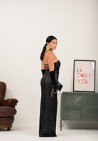 PINKO Abito lungo nero da donna con paillettes<BR/><BR/> 105527A2Q4 Z99 PINKO 