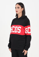 GCDS Felpa con cappuccio nera per donna, ragazze e bambini rifinita da stampa logo B2JU1926BA2 99 GCDS 