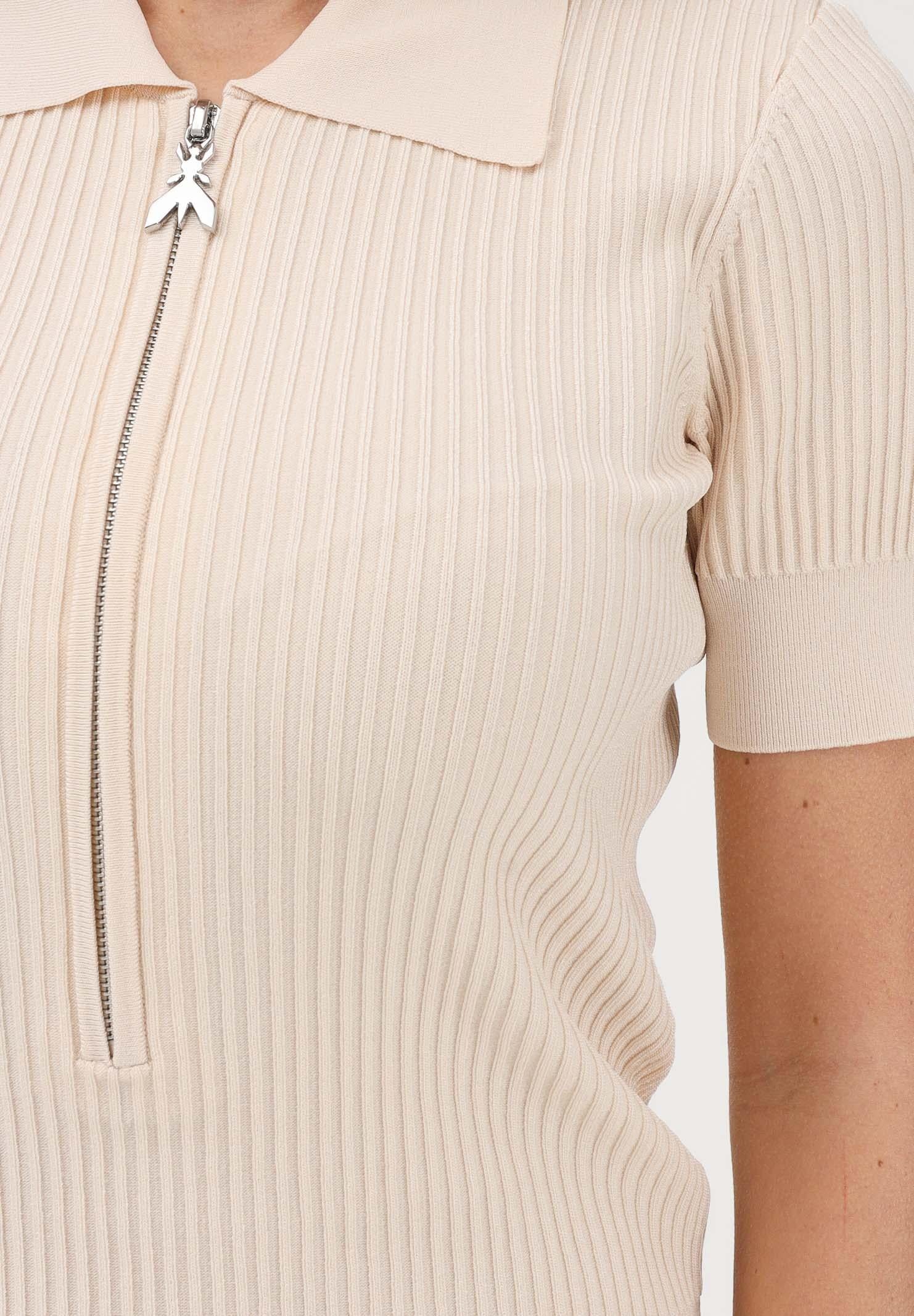 PATRIZIA PEPE Polo in maglia panna da donna con zip 8K0388K300 W409 PATRIZIA PEPE 
