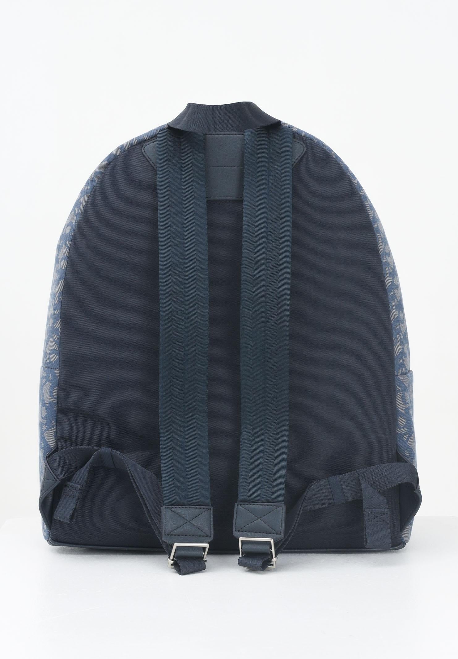 CALVIN KLEIN Zaino blu da uomo in tessuto jacquard con monogramma LV04G3116G K6B CALVIN KLEIN 