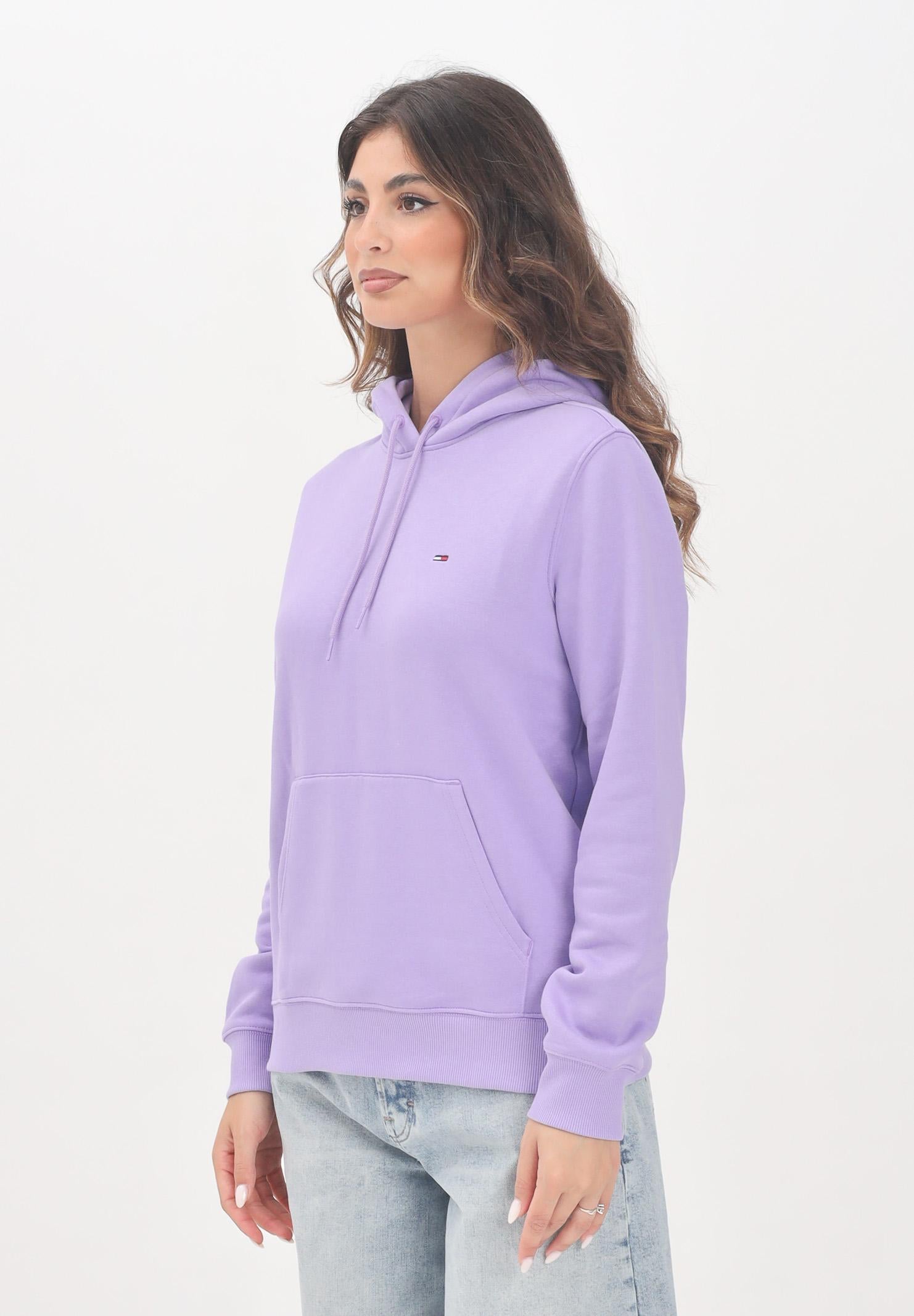 TOMMY JEANS Felpa con cappuccio lilla da donna rifinita da logo DW0DW19958W0E  TOMMY JEANS 