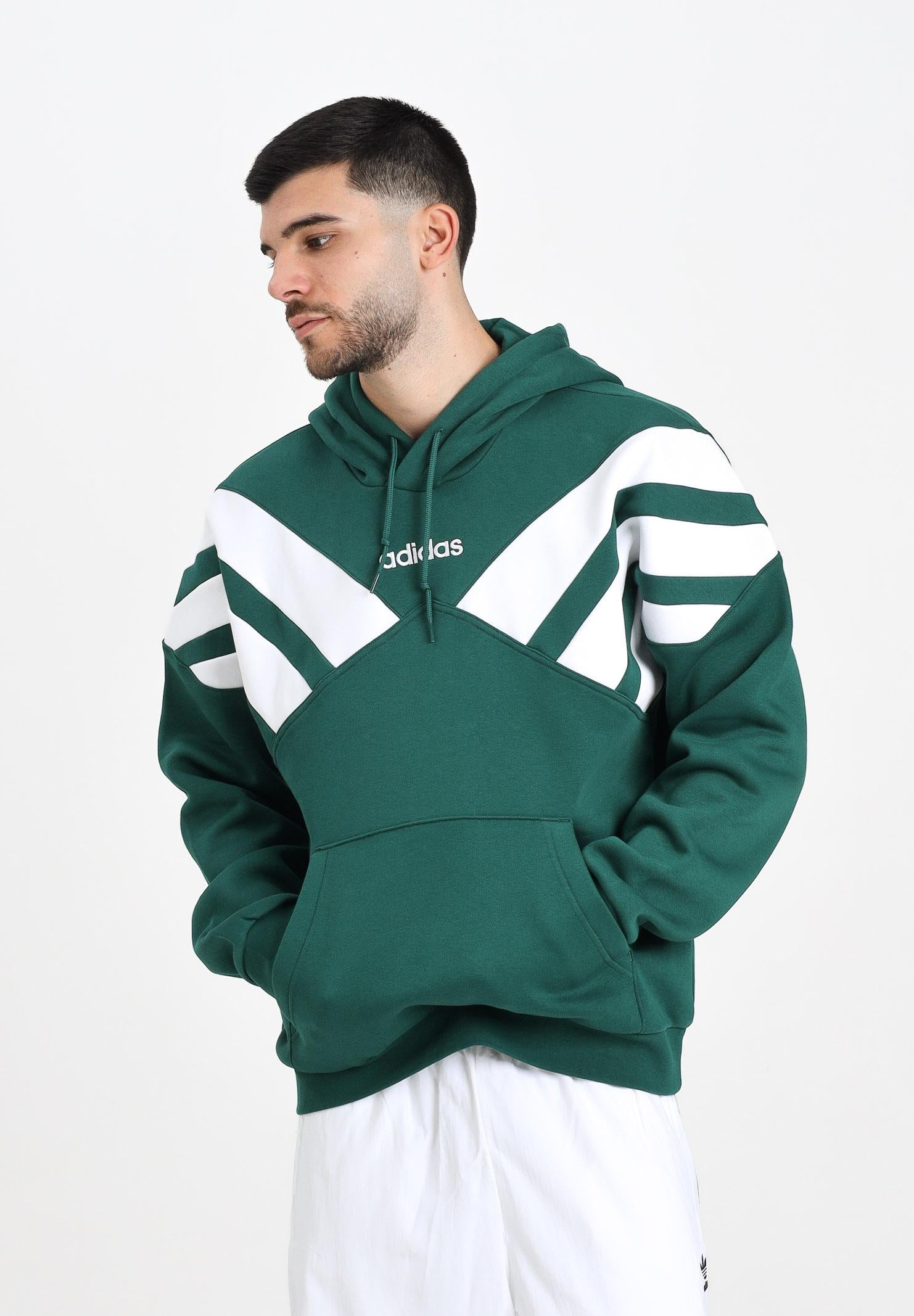 ADIDAS ORIGINALS Felpa con cappuccio Archive Cut Line verde da uomo JX3063  ADIDAS ORIGINALS 