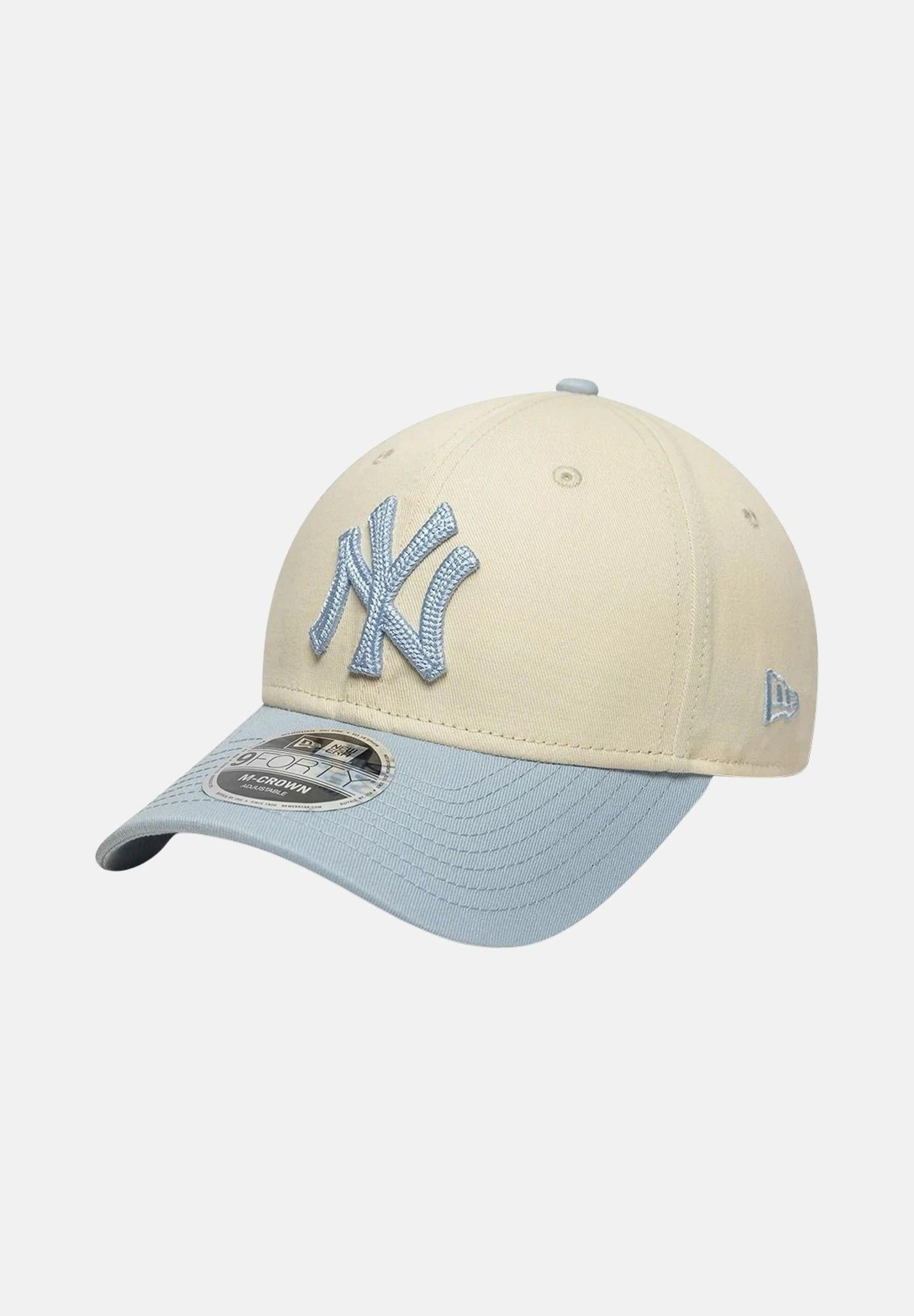 NEW ERA Cappello con visiera MLB Side Script New York Yankees 9FORTY M-Crown beige e azzurro per uomo e donna 60856248 . NEW ERA 