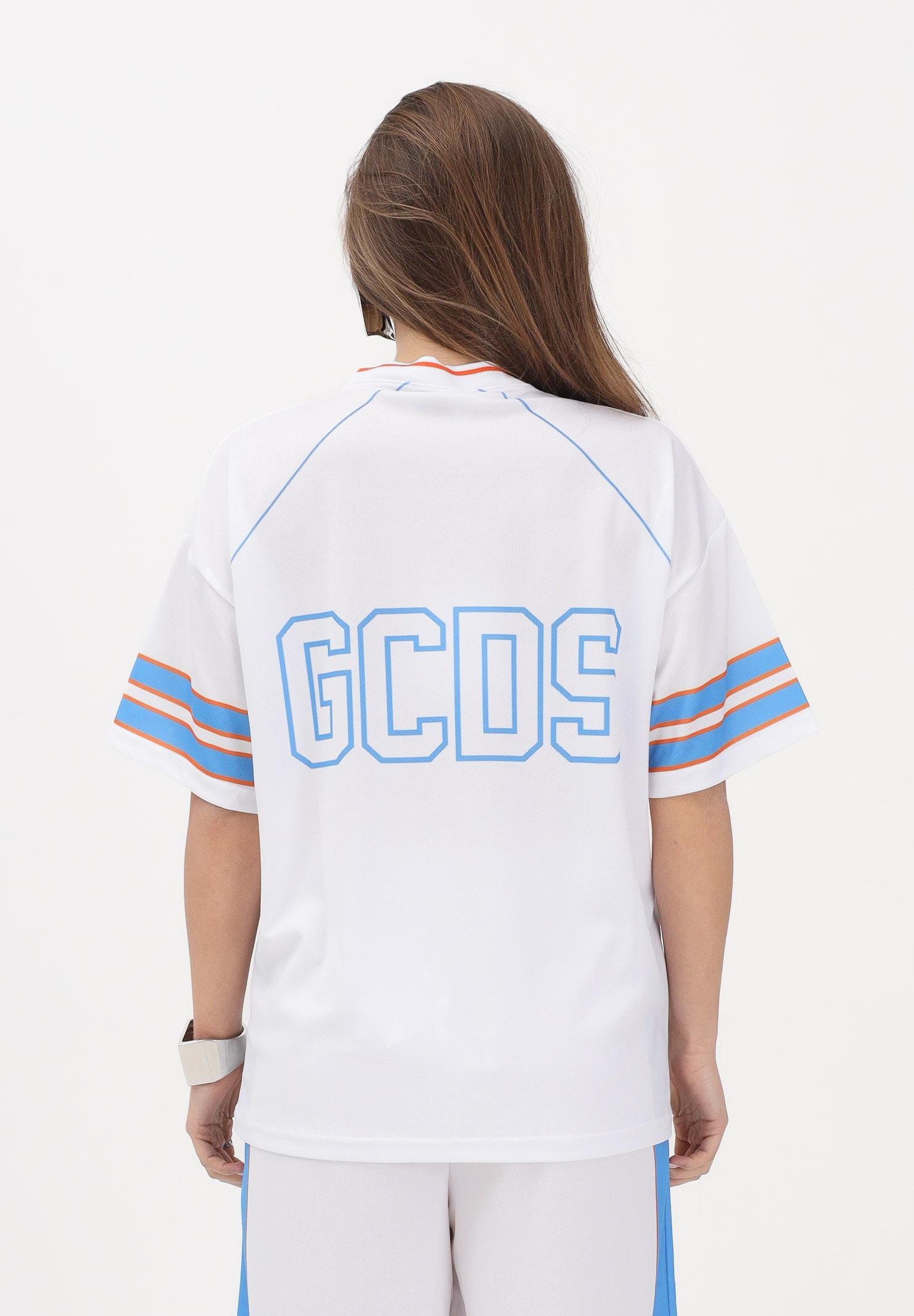 GCDS T-shirt a manica corta bianca per donna, ragazzi e bambini stile college C1BJQC709J338 100E GCDS 