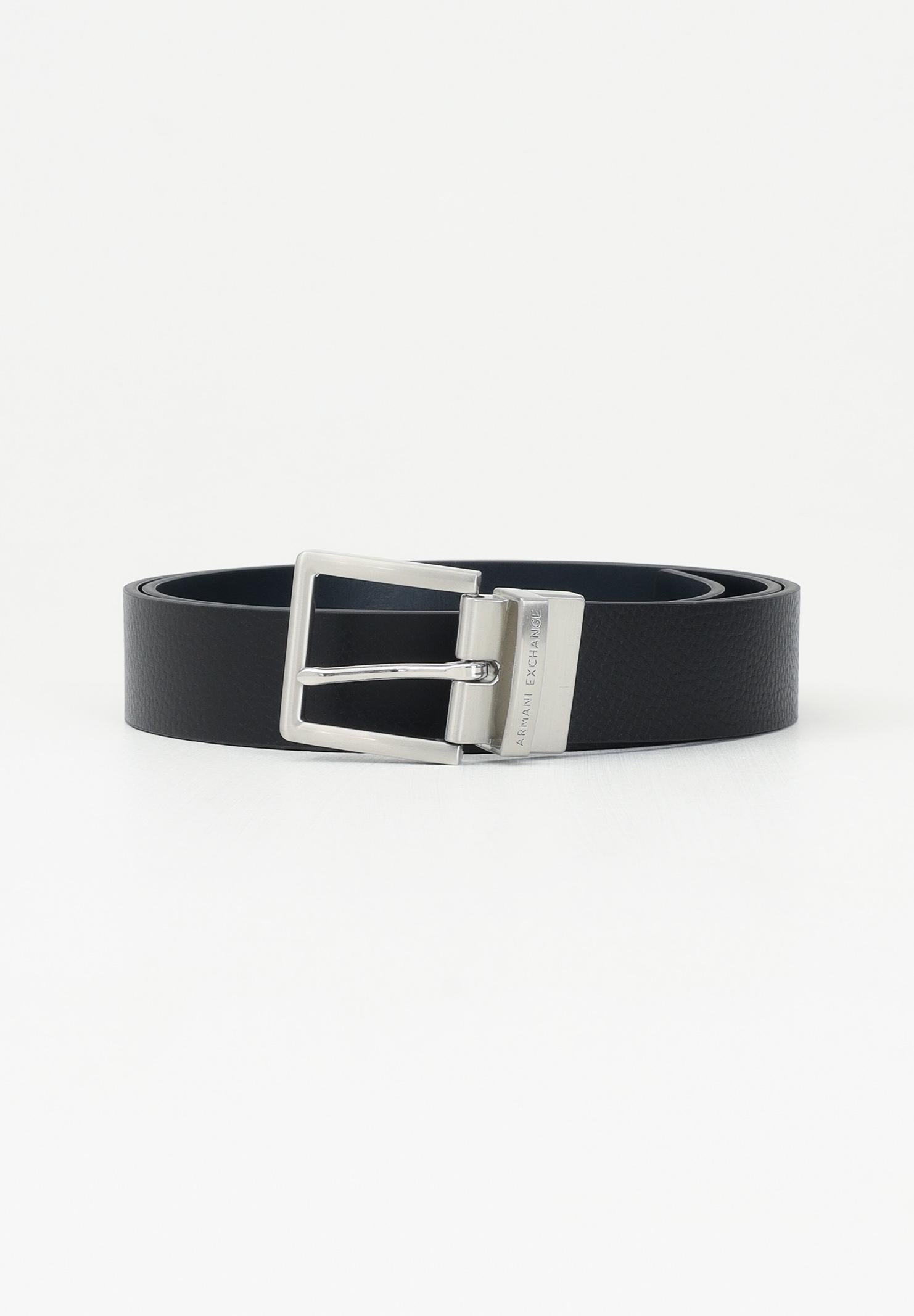 ARMANI EXCHANGE Cintura Double Face Nera e Blu Uomo
