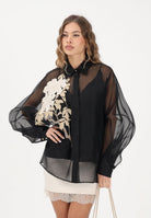 MAX MARA Camicia a manica lunga nera da donna con ricamo floreale 2616261014600 002 MAX MARA 