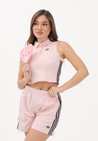 ADIDAS ORIGINALS Polo smanicata rosa e marrone da donna KD3703 . ADIDAS ORIGINALS 