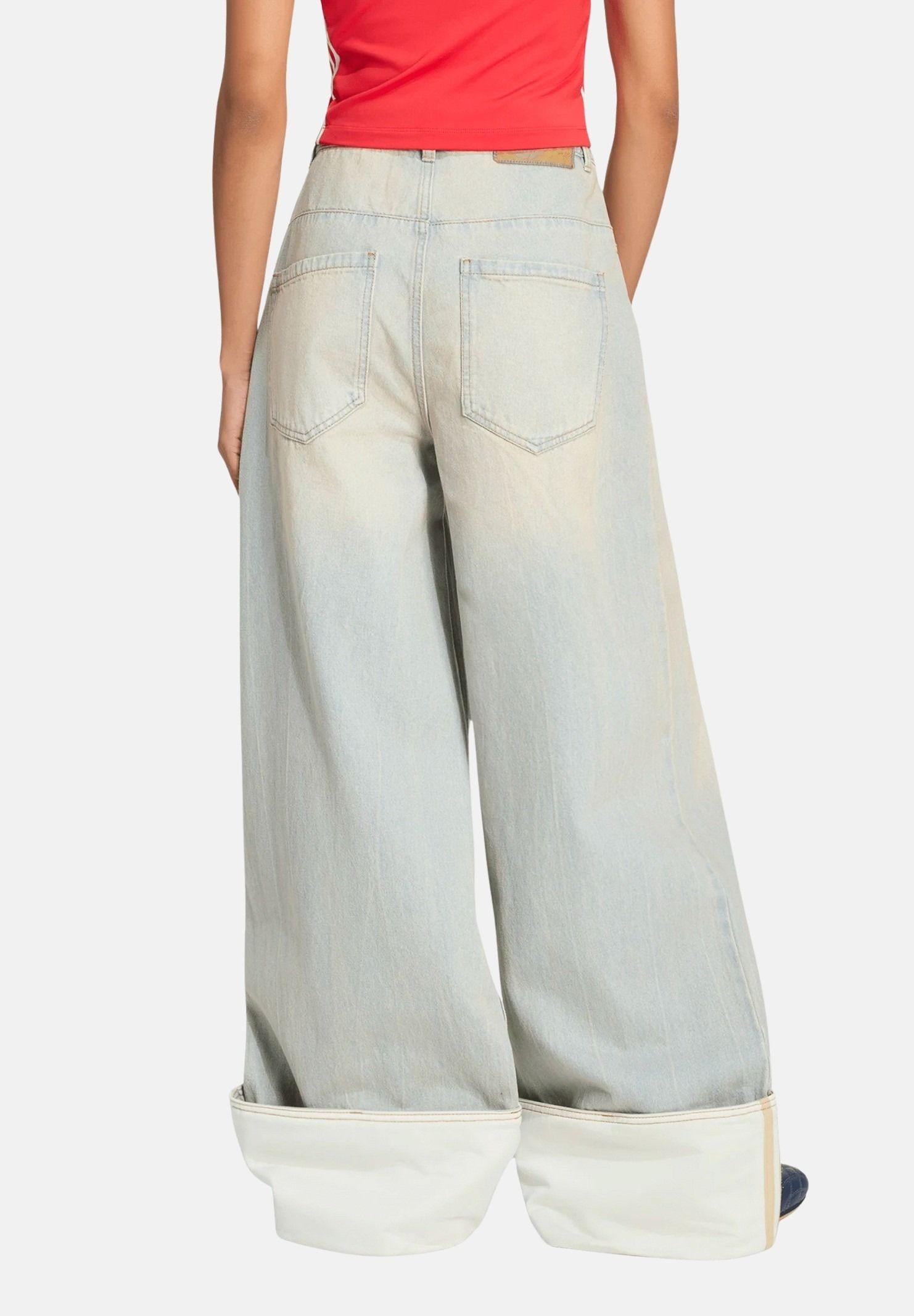 ADIDAS ORIGINALS  jeans Vintage Wide Leg Jeans Light Denimf azzurro chiaro e bianco da donna KW4517 . ADIDAS ORIGINALS 