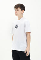 DSQUARED2 T-shirt a manica corta bianca per donna, ragazzi e bambini con stampa logo su foglia d'acero DQ2743D0AC7 DQ100 DSQUARED2 