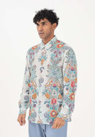 JUST CAVALLI Camicia a manica lunga azzurra da uomo con stampa all-over 80OAL210NS780 217 JUST CAVALLI 