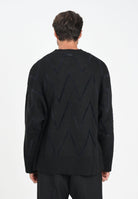 I'M BRIAN Maglione girocollo nero da uomo con motivo zig-zag MA3402 009 I'M BRIAN 