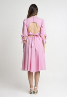 SANTAS Abito midi TIRAMISU' rosa da donna con stampa a righe PV25023 ROSA SANTAS 