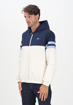 LACOSTE Giacca a vento panna e blu da uomo con logo BH4776 7KI LACOSTE 
