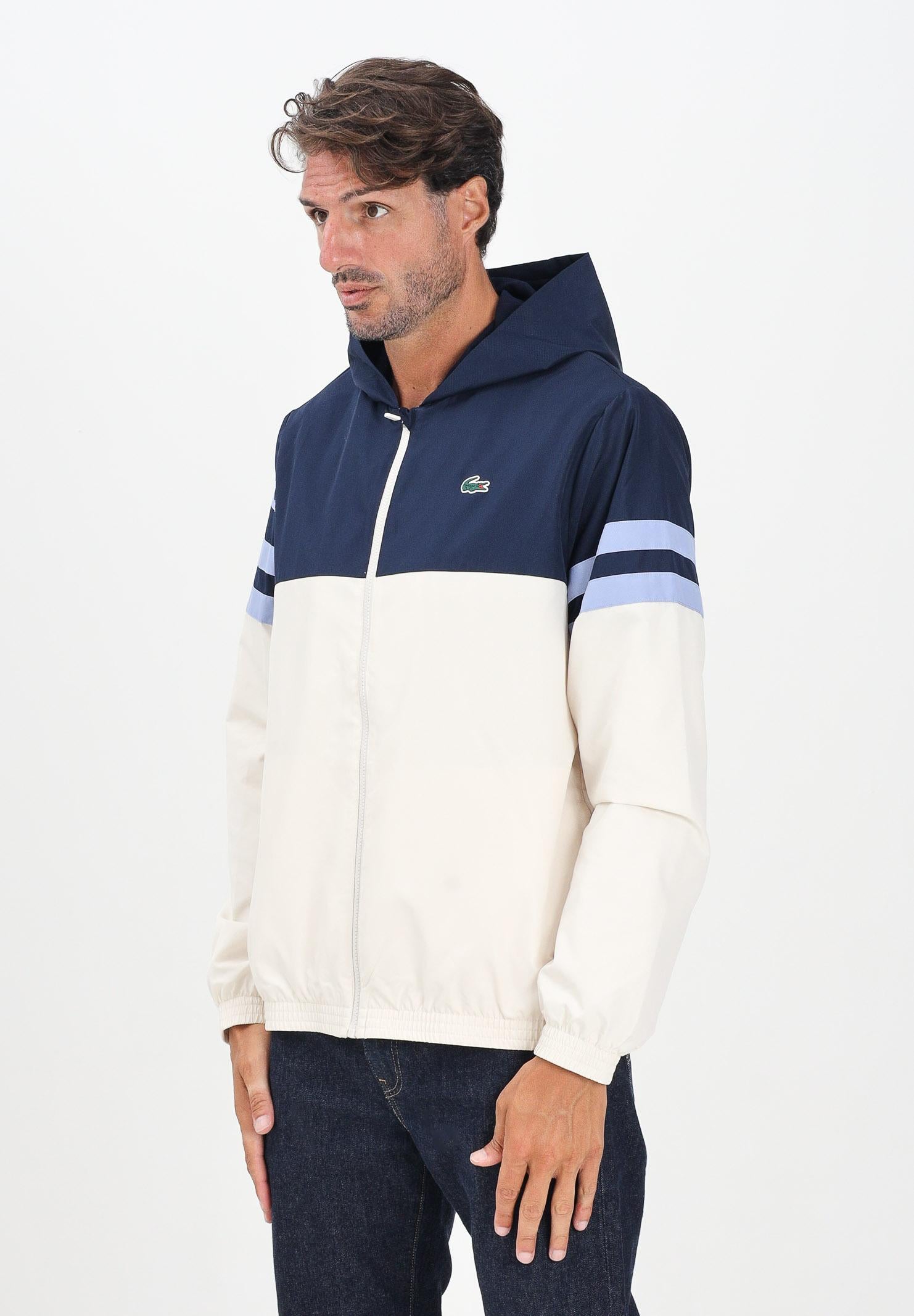 LACOSTE Giacca a vento panna e blu da uomo con logo BH4776 7KI LACOSTE 