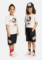 ADIDAS ORIGINALS set T-shirt e shorts Disney Mickey Mouse Off White e Black bianco panna e nero neonato. KG6128 . ADIDAS ORIGINALS 