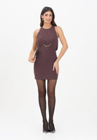 ELISABETTA FRANCHI Abito corto bordeaux da donna con accessorio in metallo dorato con charms AB80856E2 EA4 ELISABETTA FRANCHI 
