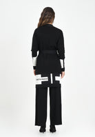 ELISABETTA FRANCHI Cardigan lungo nero da donna con bande lucide MK02S56E2 EF3 ELISABETTA FRANCHI 