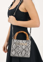 JUST CAVALLI Borsa a mano pitonata bianca e nera da donna 80RA4BD2ZSD84 L02 JUST CAVALLI 