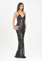 ELISABETTA FRANCHI Abito lungo nero da donna in tulle con paillettes ABR2357E2 110 ELISABETTA FRANCHI 