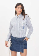 ELISABETTA FRANCHI Camicia a manica lunga da donna realizzata in cotone a righe bianche e blu CA11156E2 068 ELISABETTA FRANCHI 
