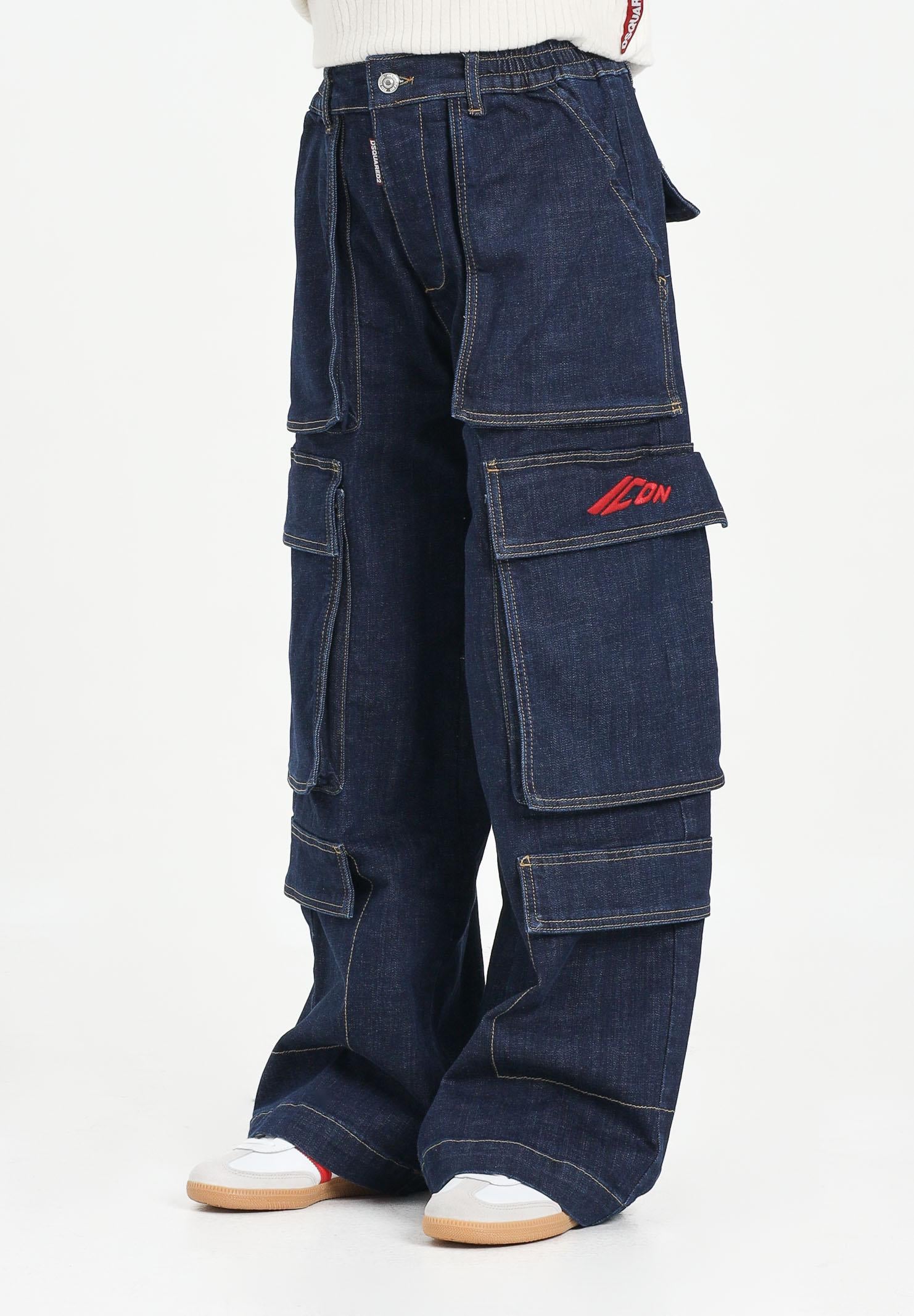 DSQUARED2 Jeans cargo in denim blu per donna, ragazzi e bambini DQ3039D0AFL DQ01 DSQUARED2 