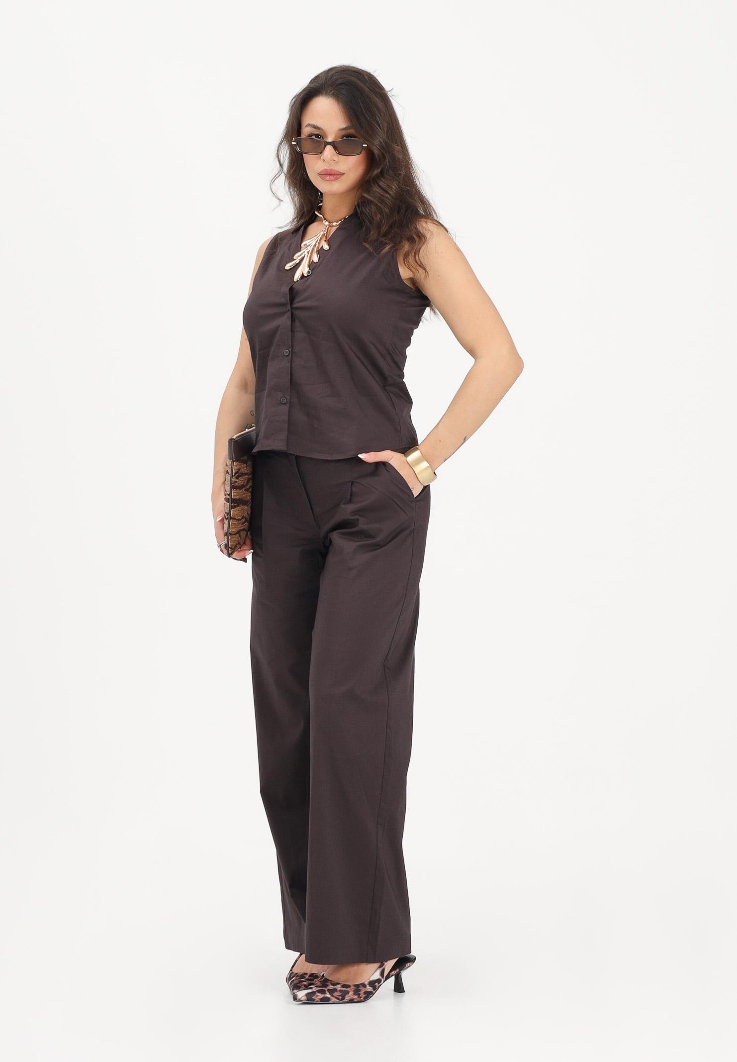 JDY Camicia smanicata marrone da donna 15367067 CHTO JDY 