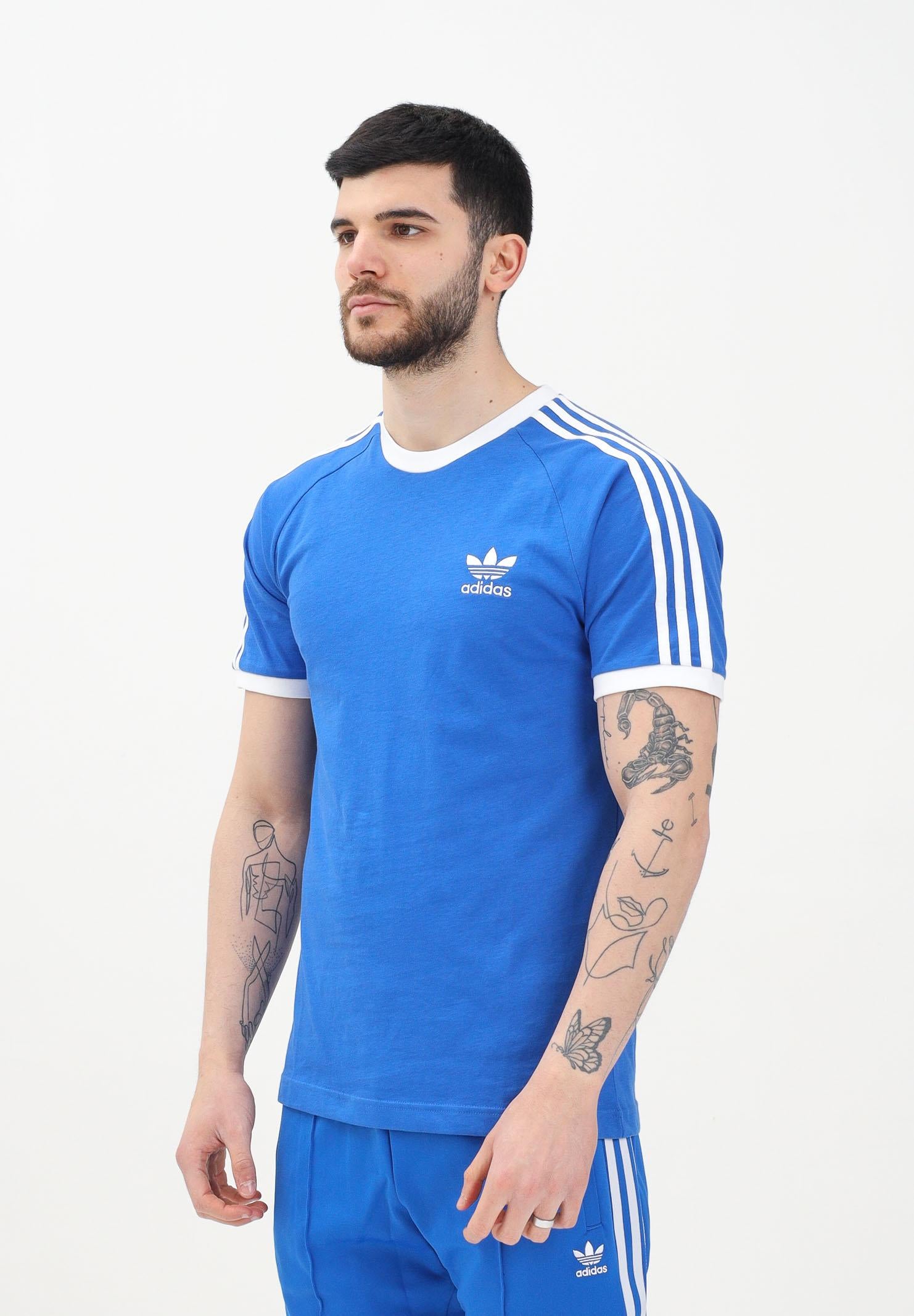 ADIDAS ORIGINALS T-shirt a manica corta Adicolor Classics 3-Stripes blu da uomo JD2880 . ADIDAS ORIGINALS 