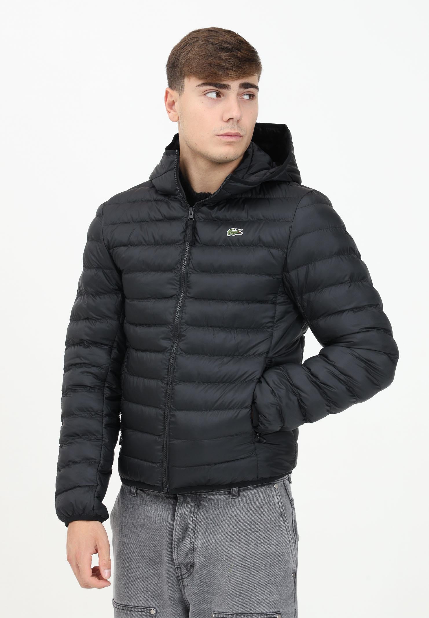 Piumino trapuntato nero da uomo con logo BH2909 031 LACOSTE 