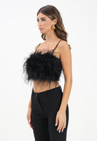 PINKO Top elegante nero da donna con piume 105576A2SO Z99 PINKO 