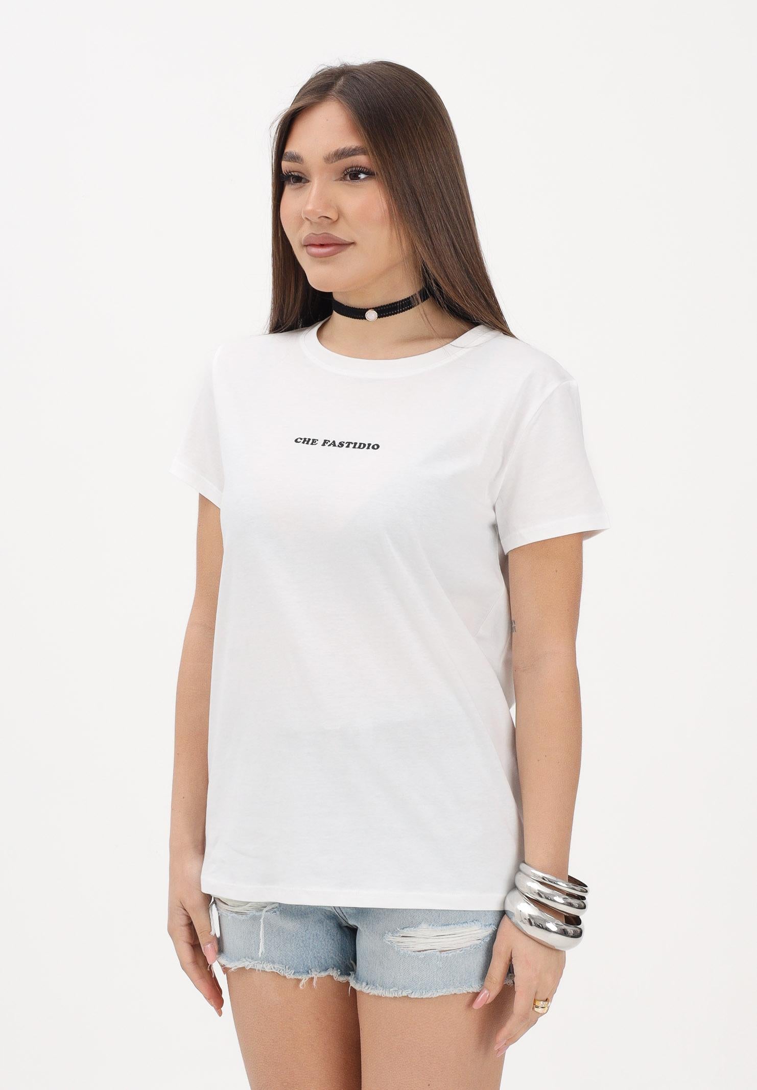 VICOLO T-shirt a manica corta bianca da donna con stampa "Che fastidio" RAB0545 02 VICOLO 
