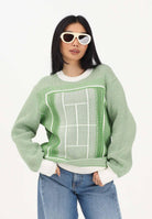 LACOSTE Maglione girocollo bianco e verde per uomo e donna con grafica campo da tennis AH0619 4SI LACOSTE 