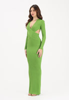 ELISABETTA FRANCHI Abito lungo verde da donna in maglia à jour con dettaglio gioiello AM17S61E2 EV3 ELISABETTA FRANCHI 