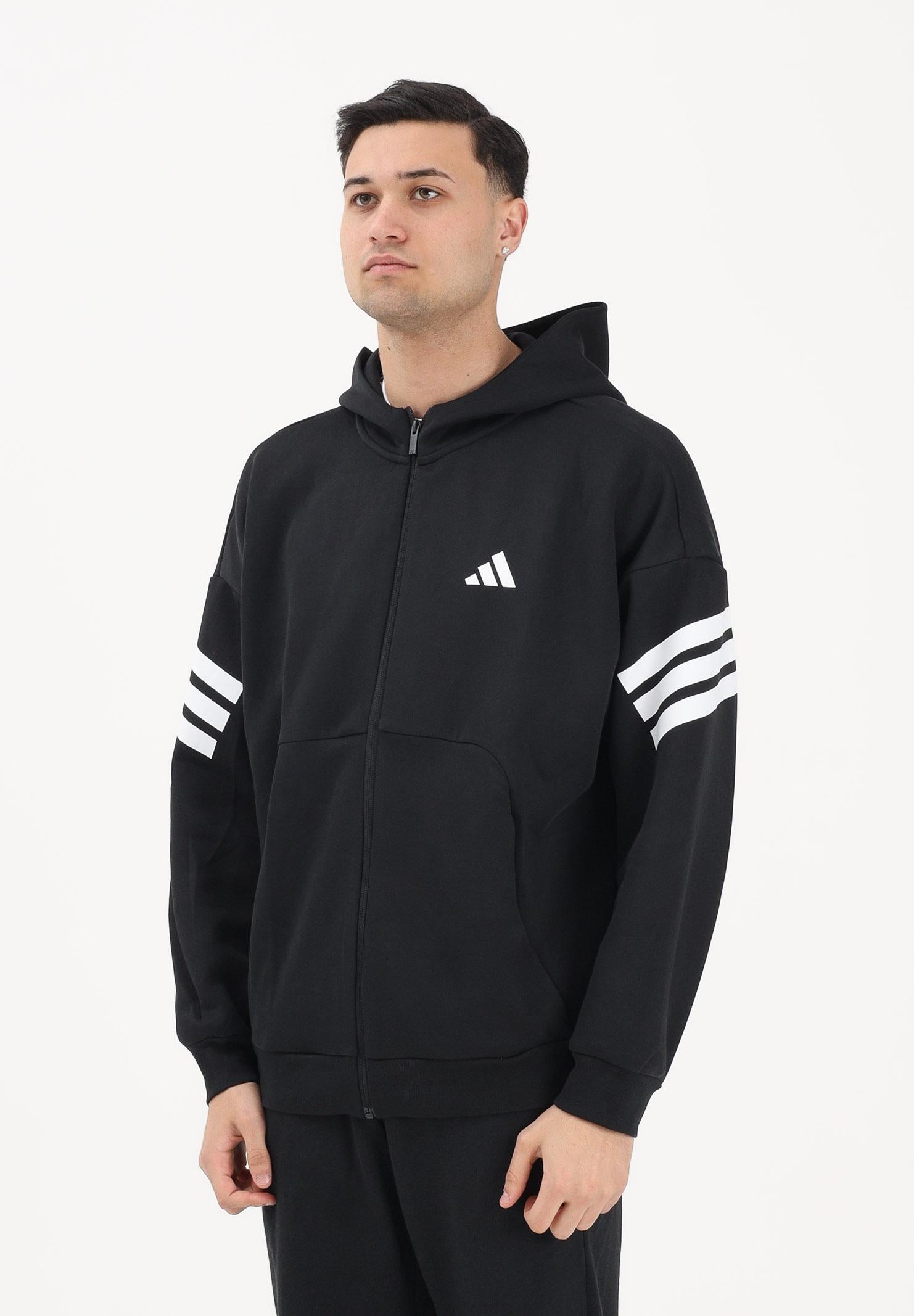 ADIDAS PERFORMANCE Felpa con zip Future Icons 3-Stripes nera da uomo JD4827 . ADIDAS PERFORMANCE 
