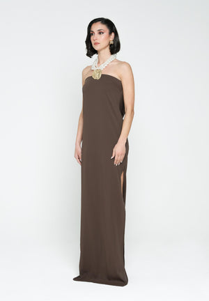 SANTAS Abito lungo CRUMBLE marrone da donna PV2503 MARRONE SANTAS 