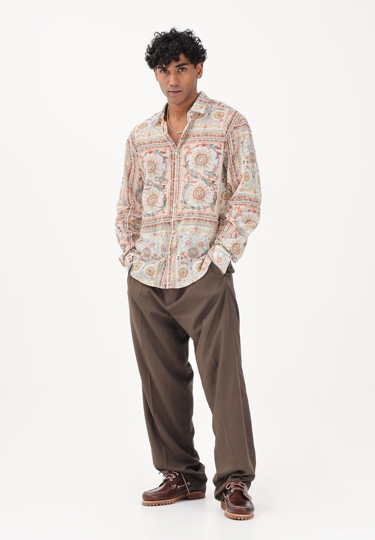 JUST CAVALLI Pantalone elegante in lino marrone da uomo 80OAA129N0698 772 JUST CAVALLI 